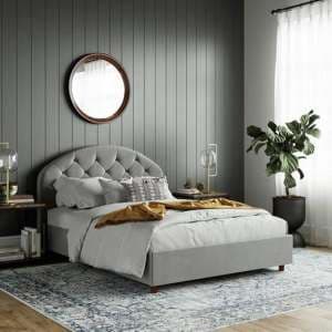 Alcoa Velvet King Size Bed In Light Grey - UK