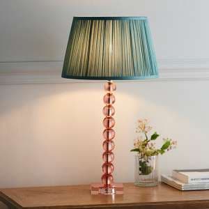 Alcoy Fir Shade Table Lamp With Blush Tinted Crystal Base - UK