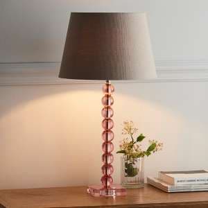 Alcoy Grey Shade Table Lamp With Blush Tinted Crystal Base - UK