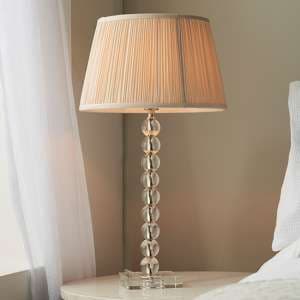 Alcoy Oyster Shade Table Lamp With Clear Crystal Glass Base - UK