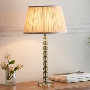 Alcoy Oyster Shade Table Lamp With Grey Green Crystal Base - UK