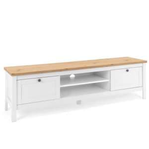 Alder Wooden TV Stand In Artisan Oak And White With 2 Drawers