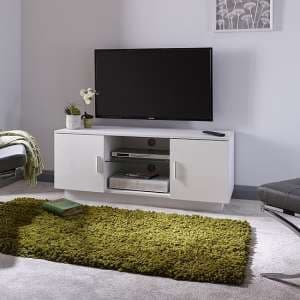 Lynton TV Stand In White With High Gloss Fronts With 2 Doors