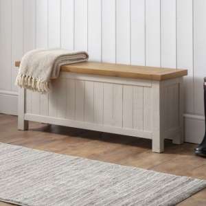 Aafje Wooden Storage Bench In Grey Wash - UK