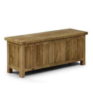 Aafje Wooden Storage Bench In Rough Sawn Pine - UK