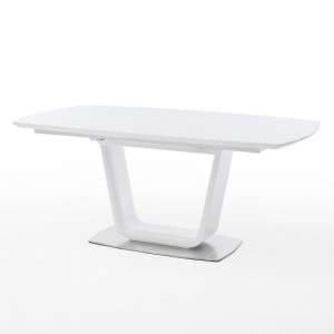 Alecta Glass Extendable Dining Table In White With Steel Base