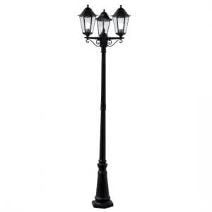 Alex 3 Light Outdoor Post Lamp In Black With Clear Glass