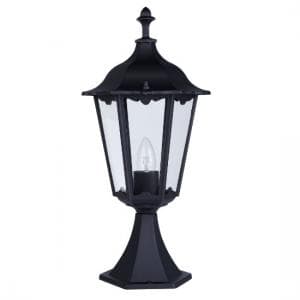 Alex Outdoor Post Lamp In Black With Clear Glass