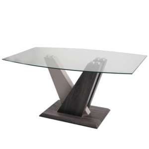 Alexa Glass Dining Table In Dark Grey And Champagne High Gloss - UK