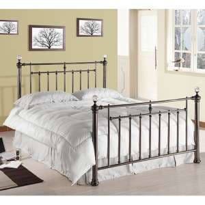 Alexander Black Metal Double Bed With Crystal Finials