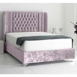Alexandria Plush Velvet Upholstered Double Bed In Pink - UK