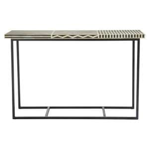 Algieba Wooden Console Table With Metal Base In Black - UK