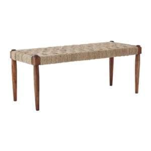 Algieba Wooden And Jute Seating Bench In Natural