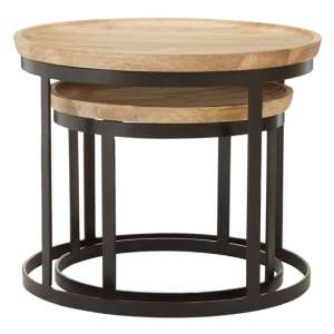 Algieba Wooden Nest Of 2 Tables With Steel Frame In Natural