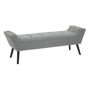 Alicia Fabric Hallway Seating Bench In Grey With Wooden Legs - UK