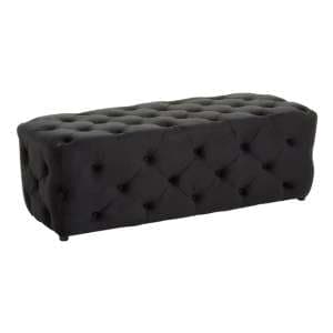 Alicia Velvet Hallway Seating Bench In Black With Wooden Feets - UK