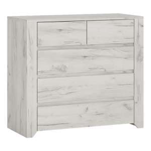 Alink Wooden Chest Of Drawers In White With 5 Drawers - UK