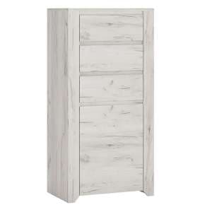 Alink Narrow Wooden 1 Door 3 Drawers Sideboard In White - UK