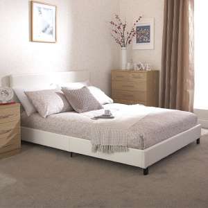 Alcester Faux Leather Double Bed In White - UK
