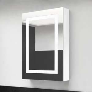 Aliso Bathroom Mirrored Cabinet In Shining White With LED - UK