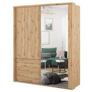 Aliso Wardrobe With 2 Sliding Doors With Drawers In Artisan Oak