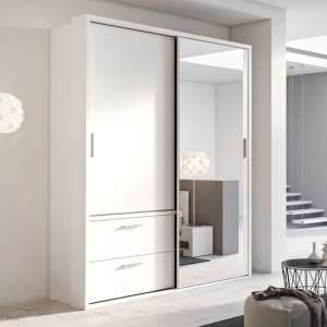 Aliso Wardrobe With 2 Sliding Doors With Drawers In Matt White