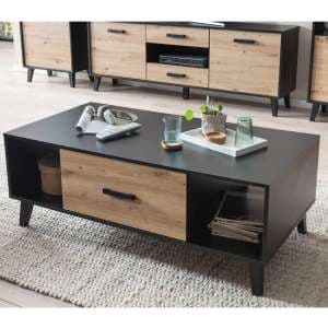 Aliso Wooden Coffee Table With 1 Drawer In Artisan Oak - UK
