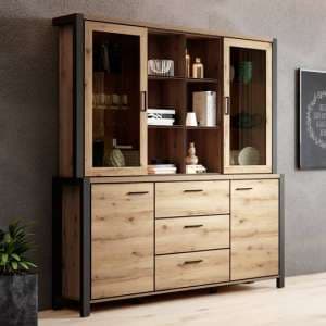 Aliso Wooden Display Cabinet Large In Taurus Oak With LED - UK