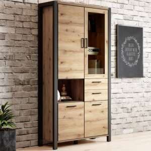Aliso Wooden Display Cabinet Tall In Taurus Oak With LED - UK