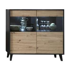 Aliso Wooden Display Cabinet Wide In Artisan Oak With LED - UK