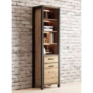Aliso Wooden Shelving Cabinet Tall In Taurus Oak With LED - UK