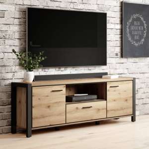Aliso Wooden TV Stand With 2 Doors 1 Drawer In Taurus Oak - UK