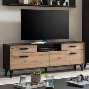Aliso Wooden TV Stand With 2 Doors 2 Drawers In Artisan Oak - UK