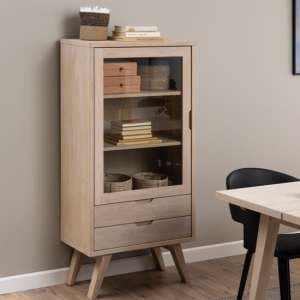 Alisto Wooden Display Cabinet Small In Oak White - UK