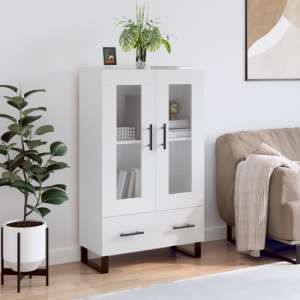 Alivia High Gloss Display Cabinet With 2 Doors In White - UK