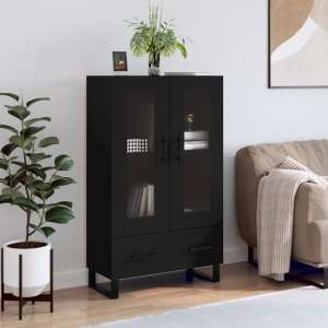 Alivia Wooden Display Cabinet With 2 Doors 1 Drawer In Black - UK