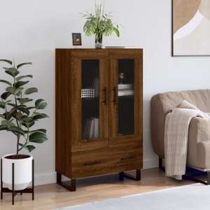 Alivia Wooden Display Cabinet With 2 Doors In Brown Oak - UK
