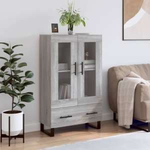 Alivia Wooden Display Cabinet With 2 Doors In Grey Sonoma Oak - UK