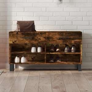 Alivia Wooden Shoe Storage Bench With 2 Drawers In Smoked Oak - UK