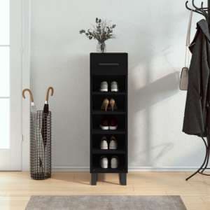 Alivia Wooden Shoe Storage Cabinet With 2 Drawers In Black - UK
