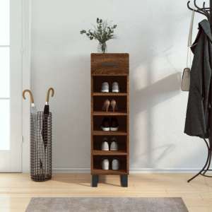 Alivia Wooden Shoe Storage Cabinet With 2 Drawers In Brown Oak - UK