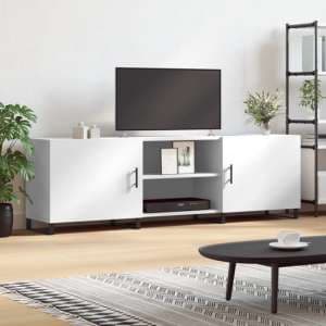 Alivia Wooden TV Stand With 2 Doors In White - UK