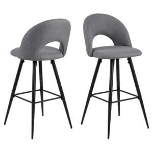 Aliya Light Grey Fabric Bar Chairs With Metal Frame In Pair - UK
