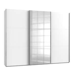 Alkesia Mirrored Sliding 3 Doors Wardrobe In White