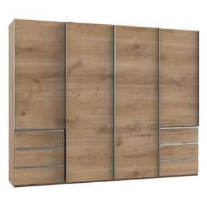 Alkesia Sliding 4 Doors Wooden Wardrobe In Planked Oak