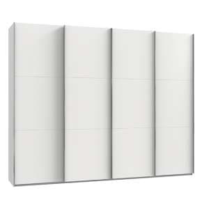 Alkesia Wooden Sliding 4 Doors Wardrobe In White