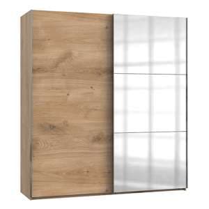 Alkesu Mirrored Sliding Door Wardrobe In Planked Oak