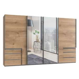 Alkesu Mirrored Sliding Wardrobe In Planked Oak With 5 Doors