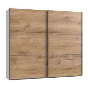 Alkesu Wooden Sliding Door Wardrobe In Planked Oak White