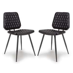 Allen Black Genuine Buffalo Leather Dining Chairs In Pair - UK